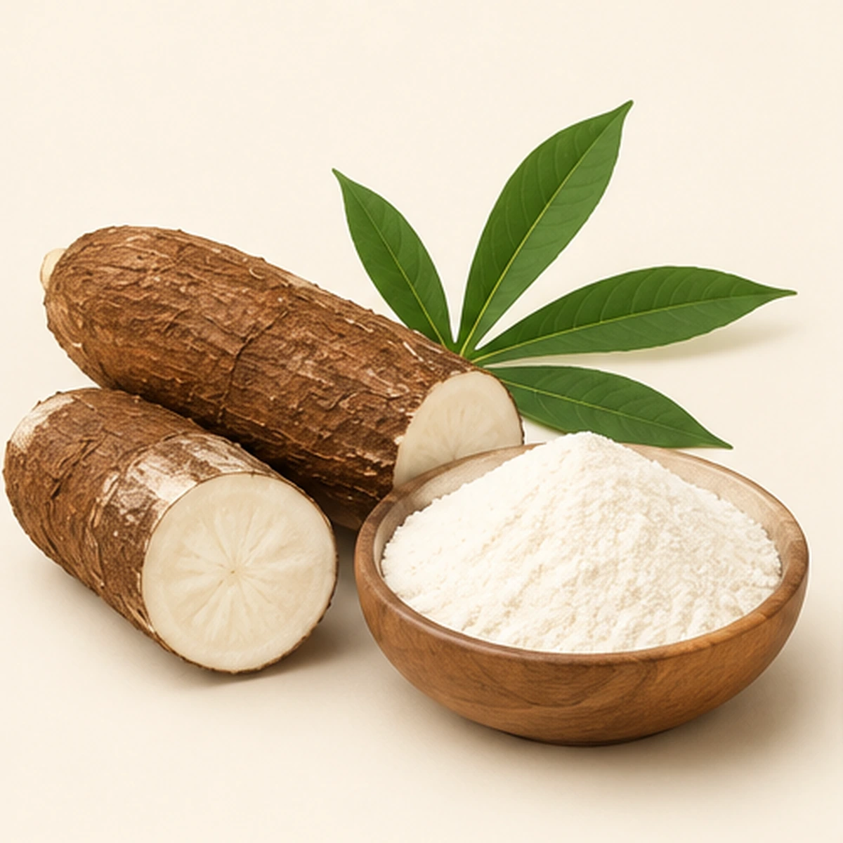 Racines de manioc et farine de manioc
